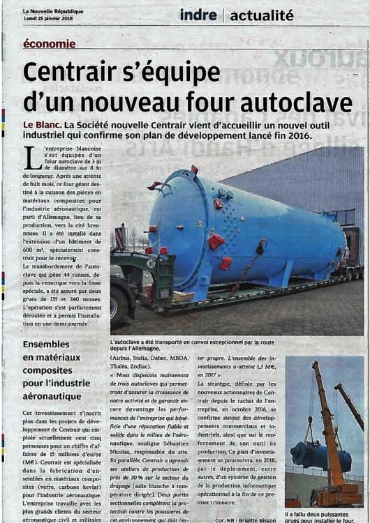 NOUVEAU FOUR AUTOCLAVE POUR CENTRAIR